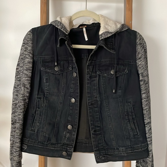 Free People Black denim and knit jacket - Picture 2 of 4